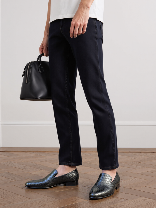 "Cowhide Woven Leather Shoes"