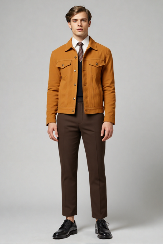 "Men's Solid Color Casual Retro Coat"