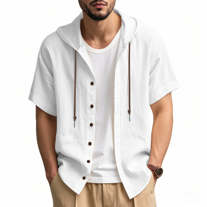 Men's Loose Hooded Short Sleeve Shirt