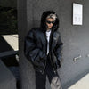 Men's Warm Loose Hooded PU Leather Cotton Coat