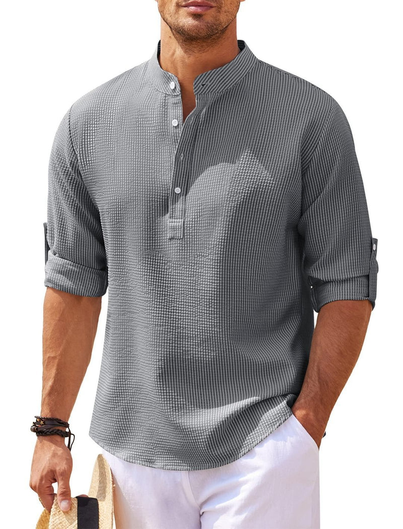 Men's Long Sleeve Stand Collar Casual Shirt