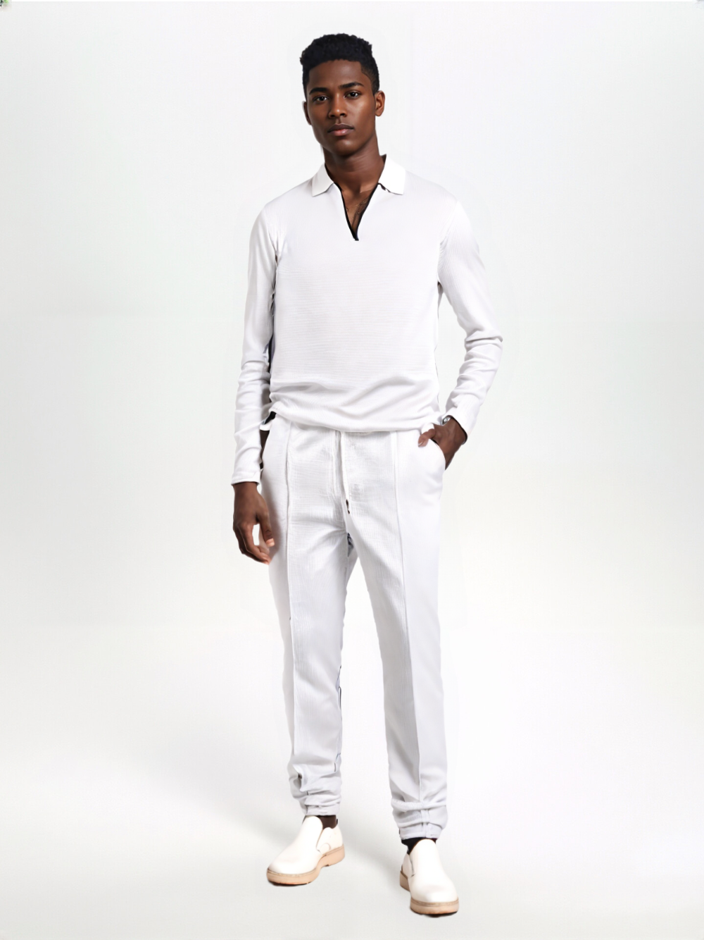 Lapel Long-Sleeve Zipper Suit