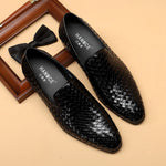 "Cowhide Woven Leather Shoes"