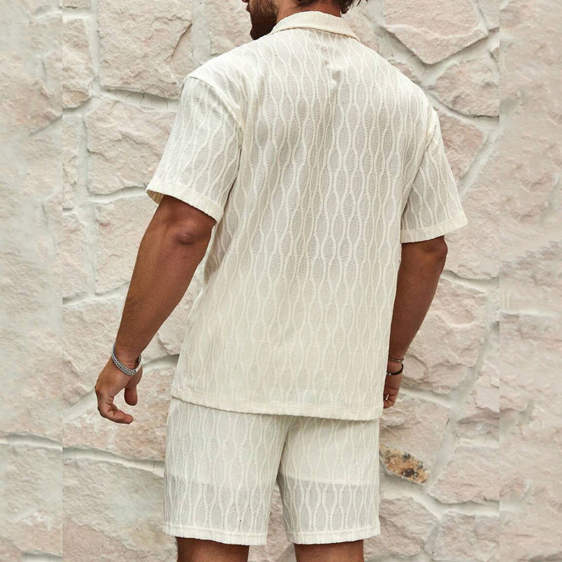 Men's Summer Tracksuit: Casual Lapel Shirt & Shorts Set"