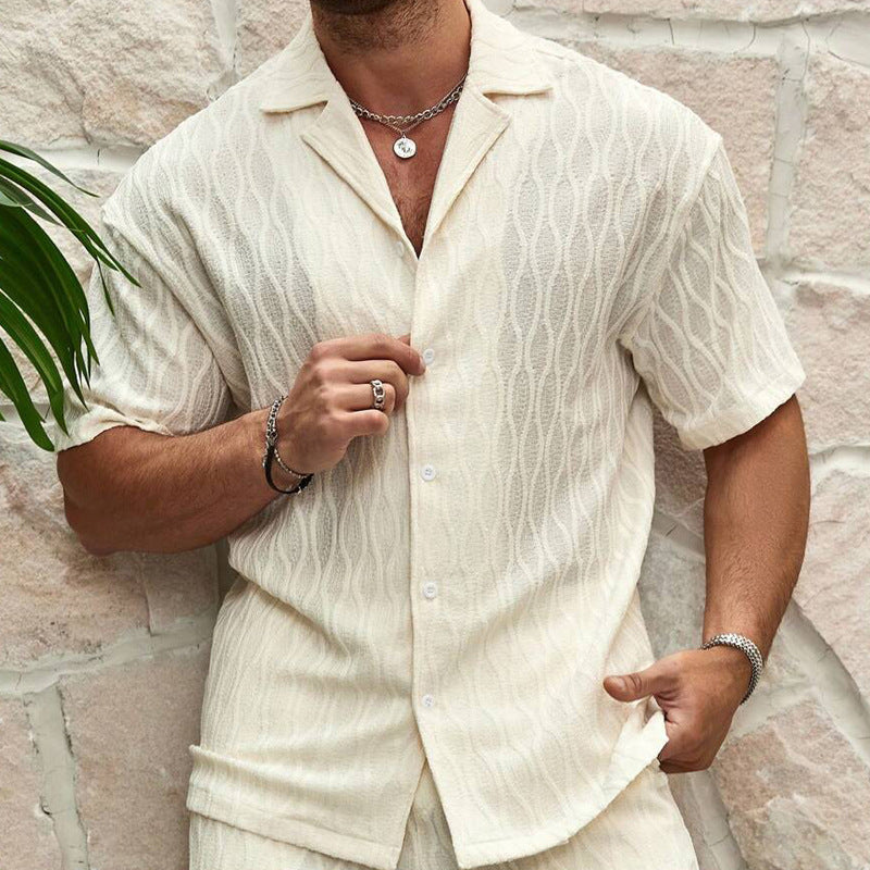 Men's Summer Tracksuit: Casual Lapel Shirt & Shorts Set"