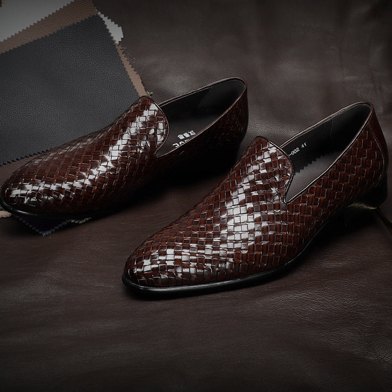 "Cowhide Woven Leather Shoes"