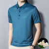 Men's Ice Silk Striped Short-Sleeve T-Shirt for Middle-Aged Dads