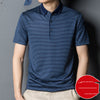 Men's Ice Silk Striped Short-Sleeve T-Shirt for Middle-Aged Dads