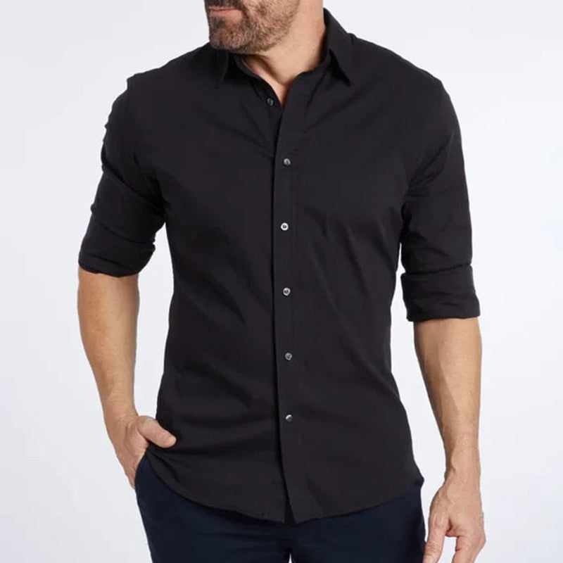 Men's Long Sleeve Zipper Lapel Shirt