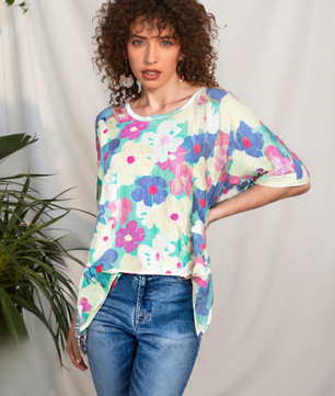 HOPELY Floral Waffle Oversized T-Shirt