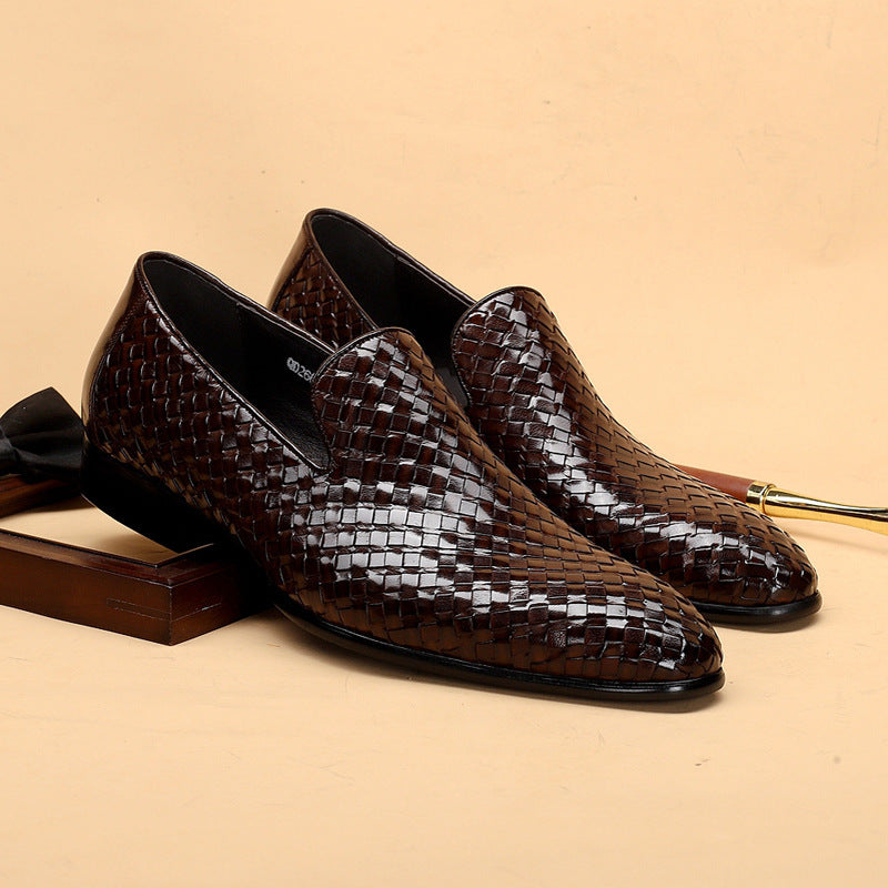 "Cowhide Woven Leather Shoes"