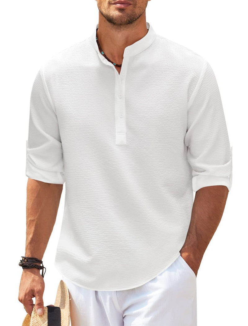 Men's Long Sleeve Stand Collar Casual Shirt