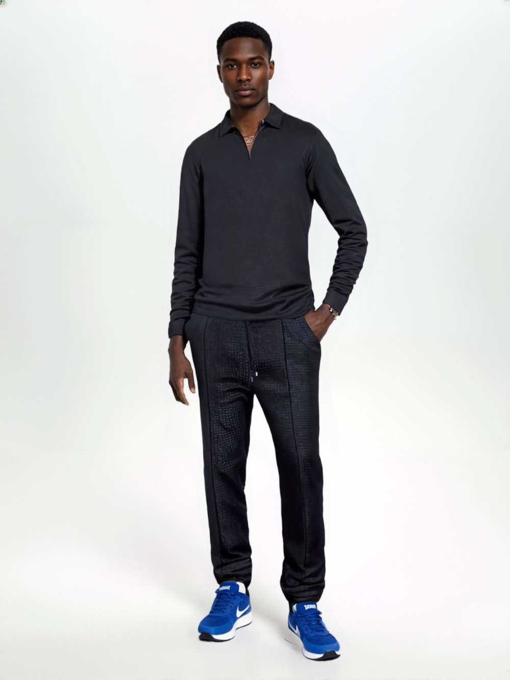 Lapel Long-Sleeve Zipper Suit