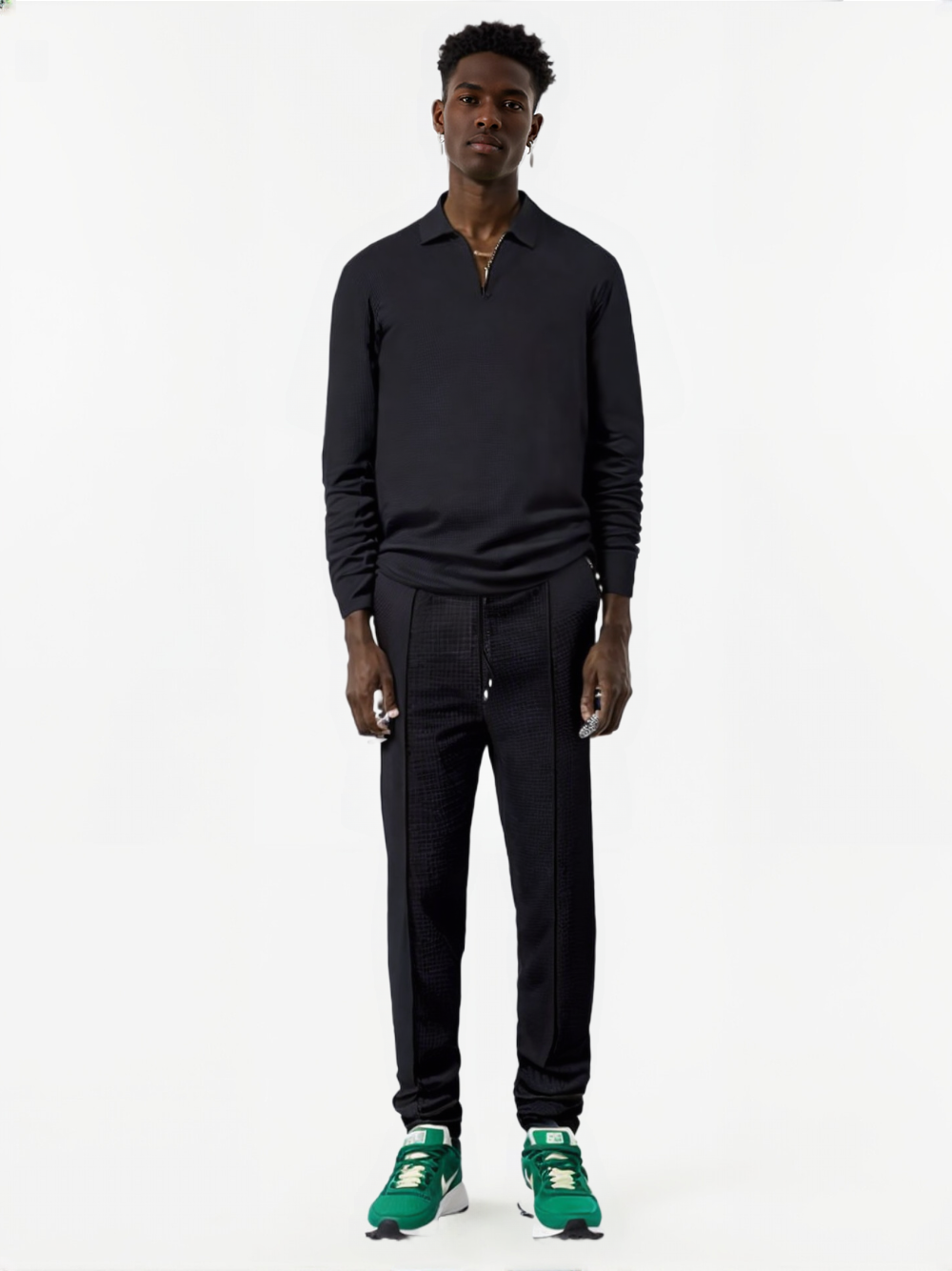 Lapel Long-Sleeve Zipper Suit