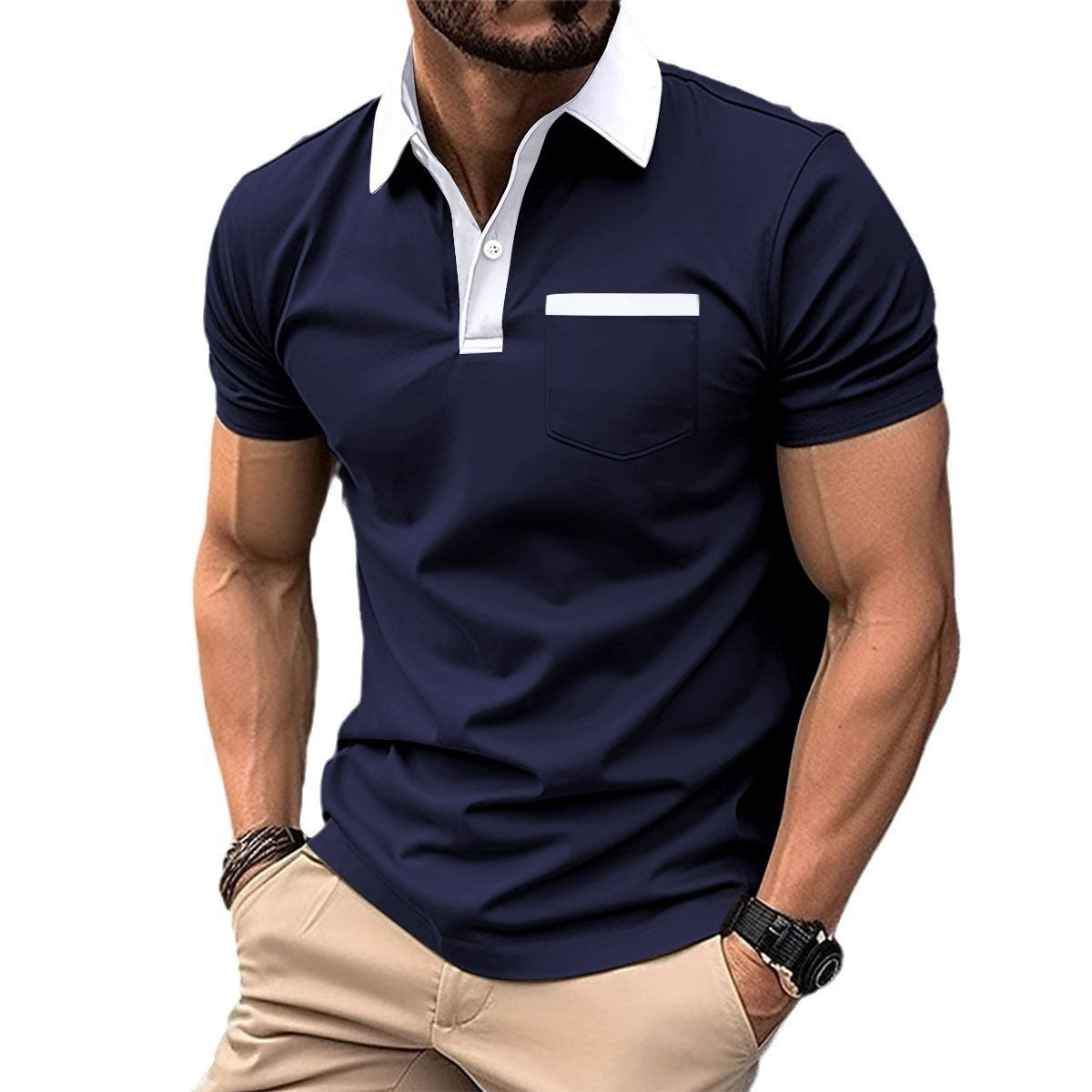 Men's Slim Fit Polo – Lapel & Pocket Design