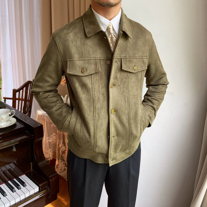 "Men's Solid Color Casual Retro Coat"