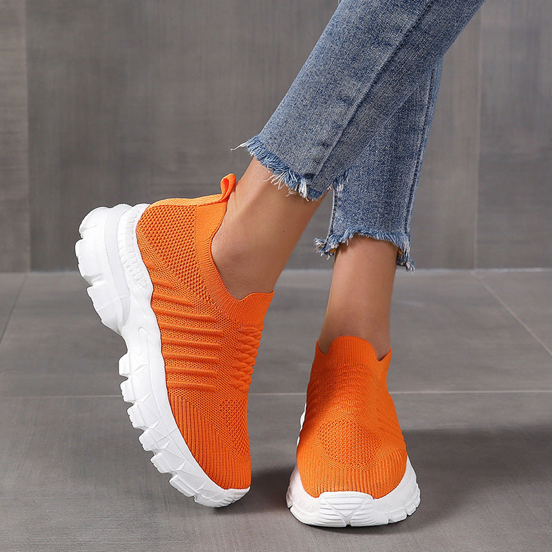 Breathable Mesh Round Toe Platform Athletic