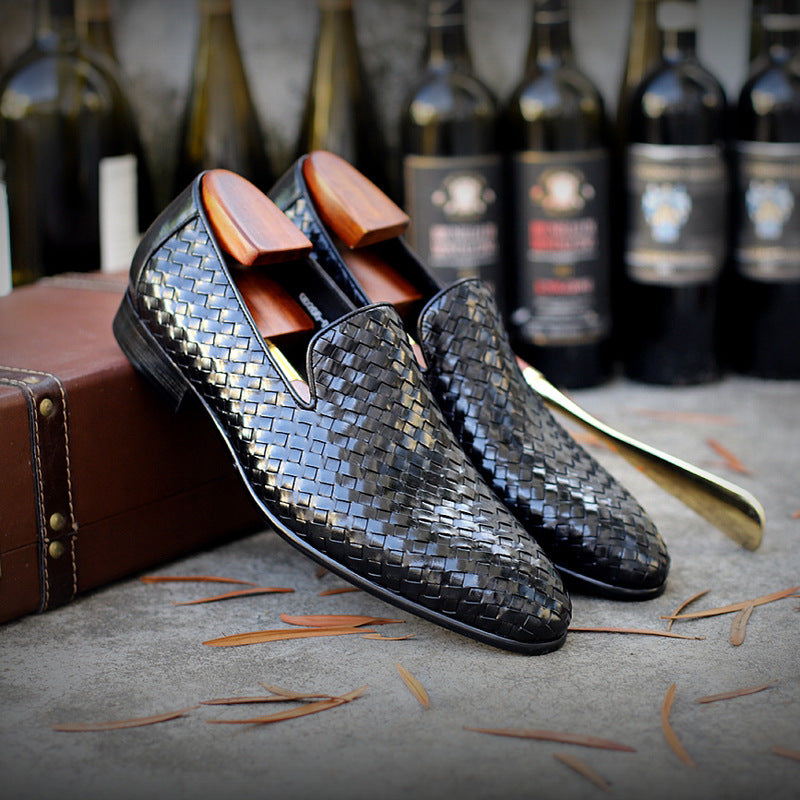 "Cowhide Woven Leather Shoes"