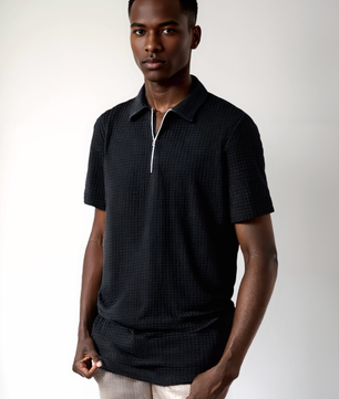 Men’s Full-Size Waffle Polo Shirt