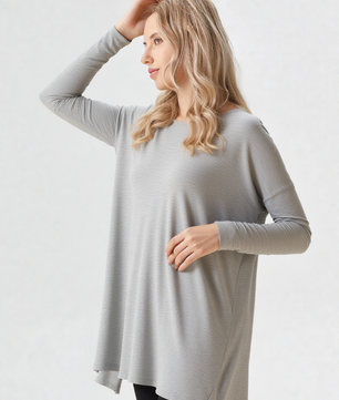 BOMBOM Round Neck Long Sleeve Oversized Top