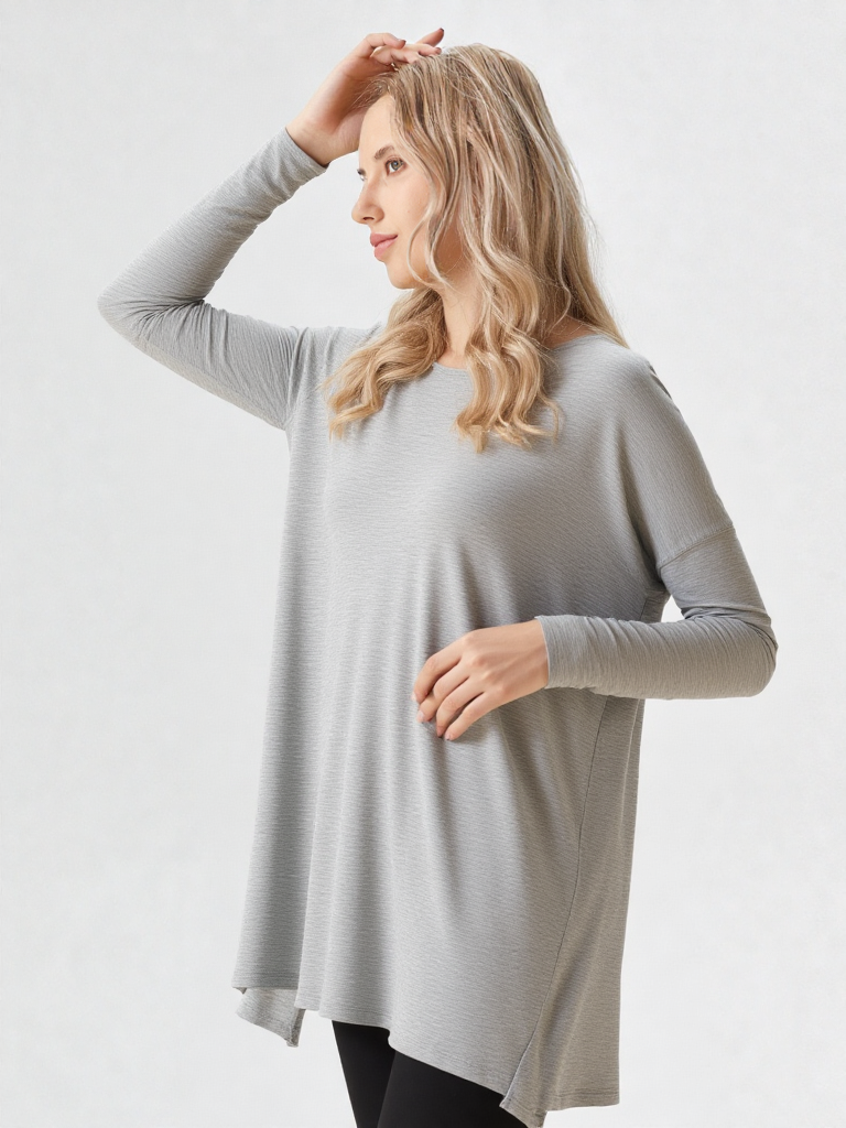 BOMBOM Round Neck Long Sleeve Oversized Top