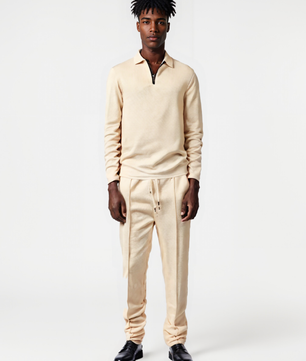 Lapel Long-Sleeve Zipper Suit