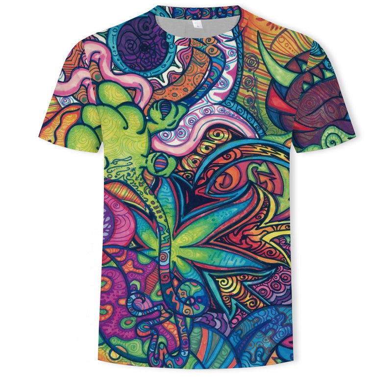 Men's Casual Digital Print Crew Neck T-Shirt