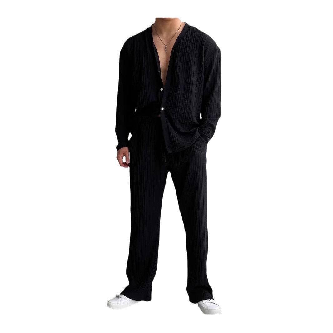 Men's Casual Button-Up Suit Set