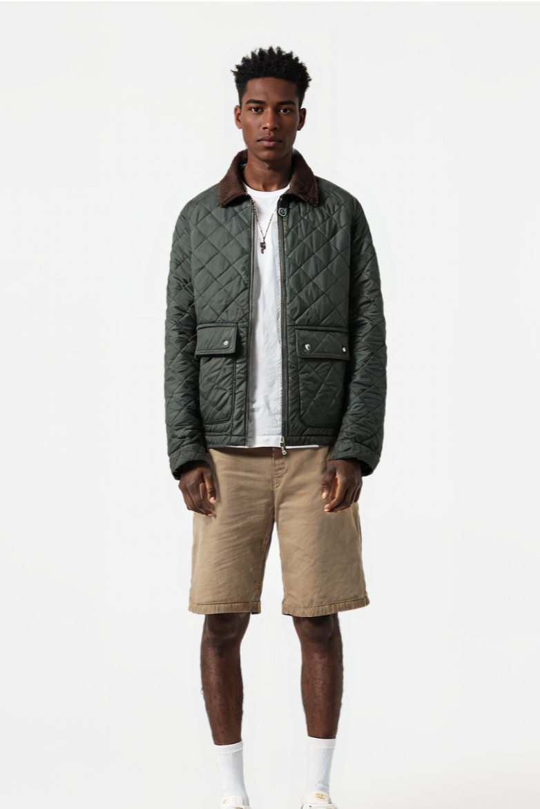 Rhombus Quilted Cotton Jacket"