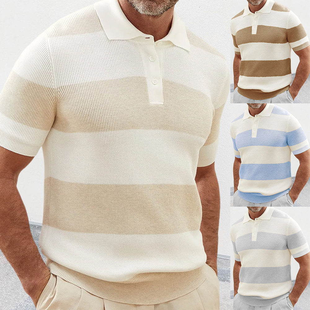 "Men's Summer Lapel Sweater – Short Sleeve Fashion"