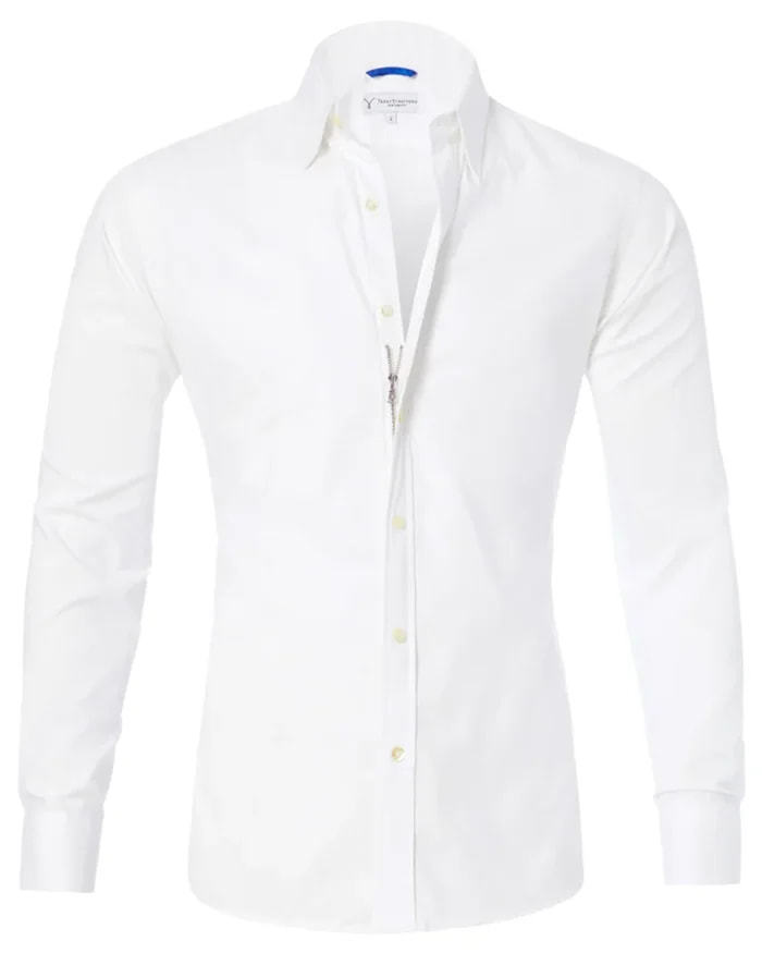 Men's Long Sleeve Zipper Lapel Shirt