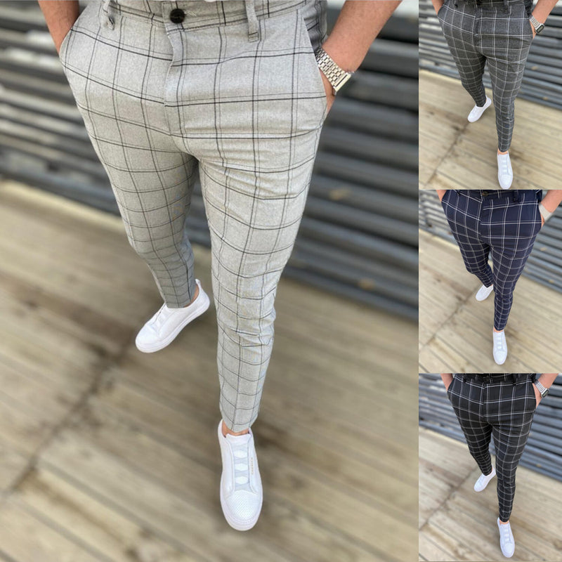 "Men's Plaid Casual Trousers"