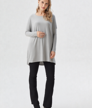 BOMBOM Round Neck Long Sleeve Oversized Top