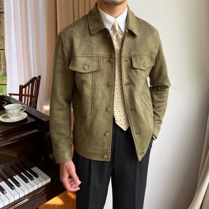 "Men's Solid Color Casual Retro Coat"