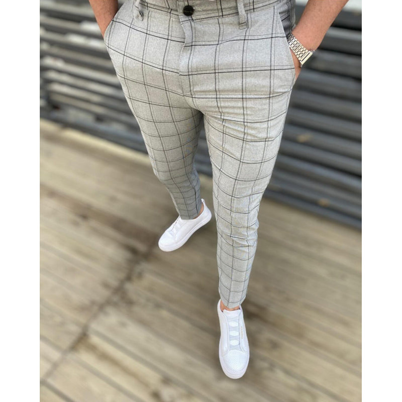 "Men's Plaid Casual Trousers"