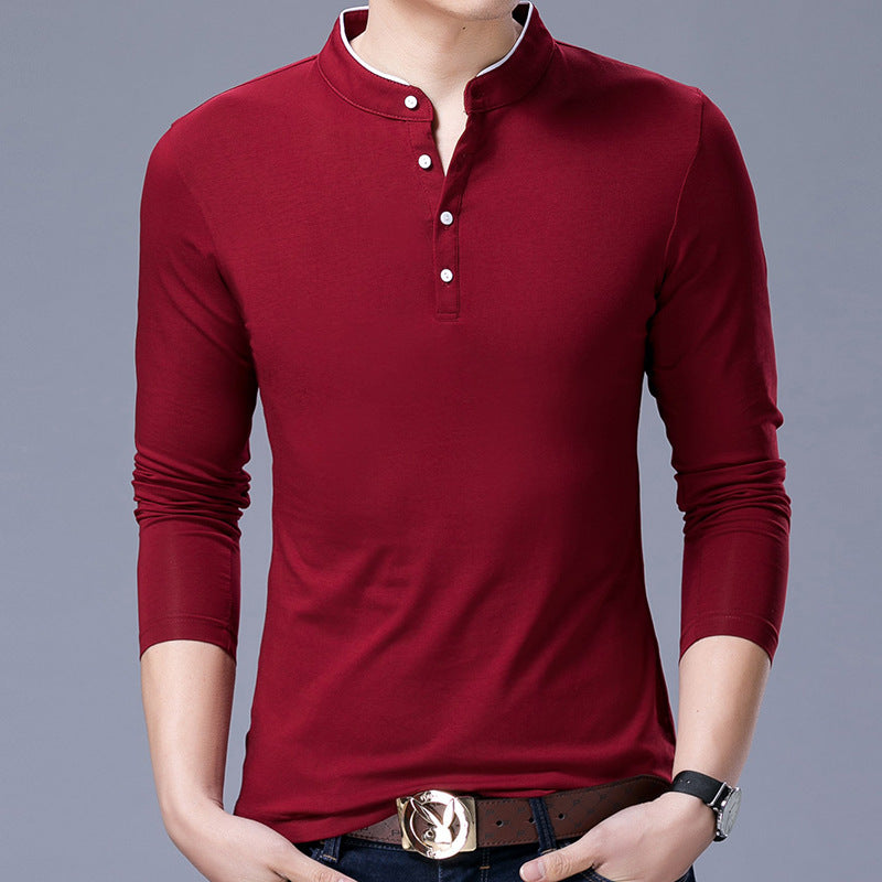 Men's Cotton Stand Collar T-Shirt