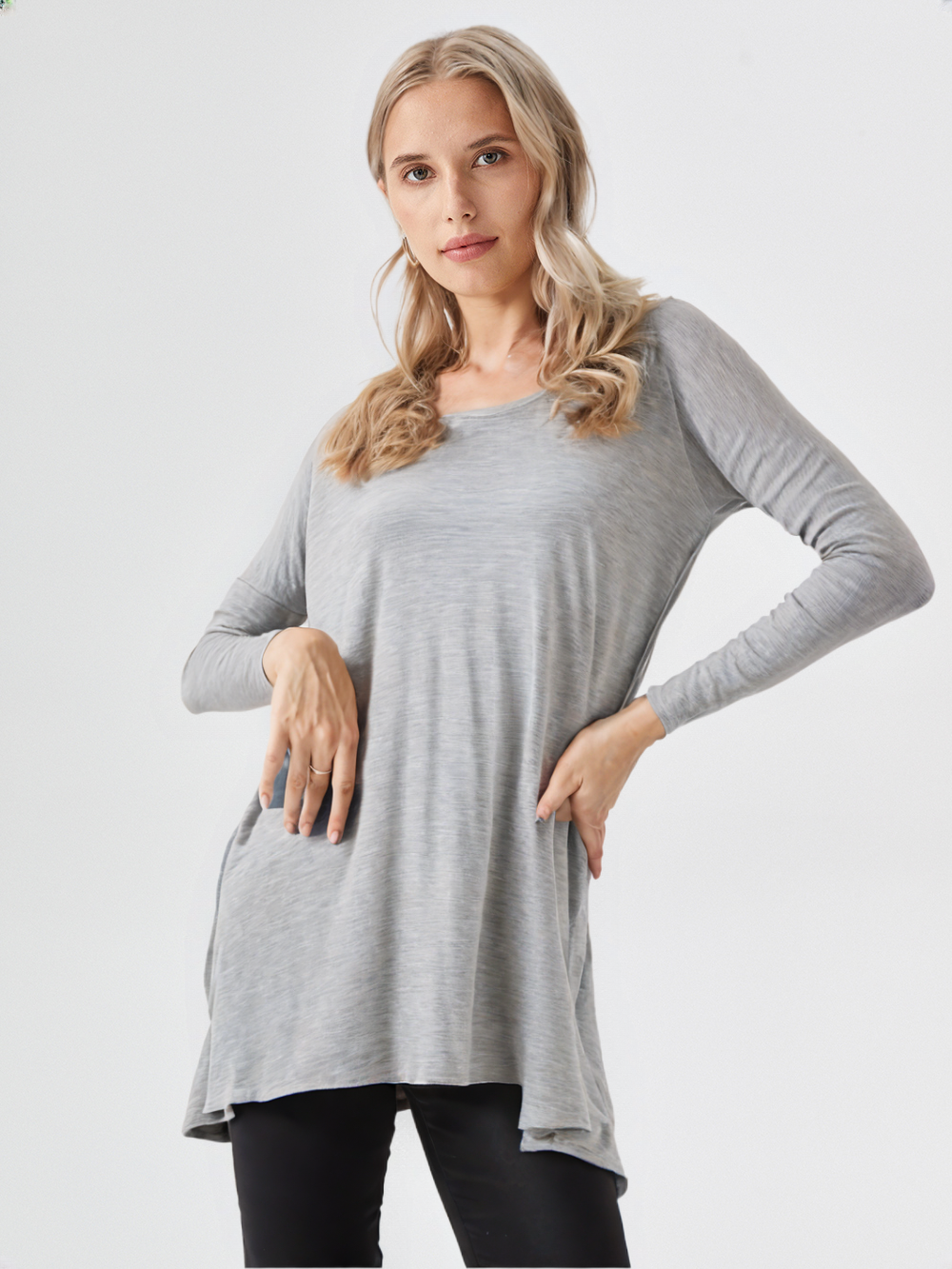 BOMBOM Round Neck Long Sleeve Oversized Top