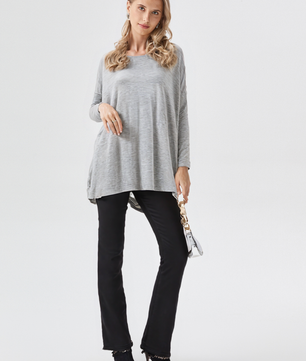 BOMBOM Round Neck Long Sleeve Oversized Top