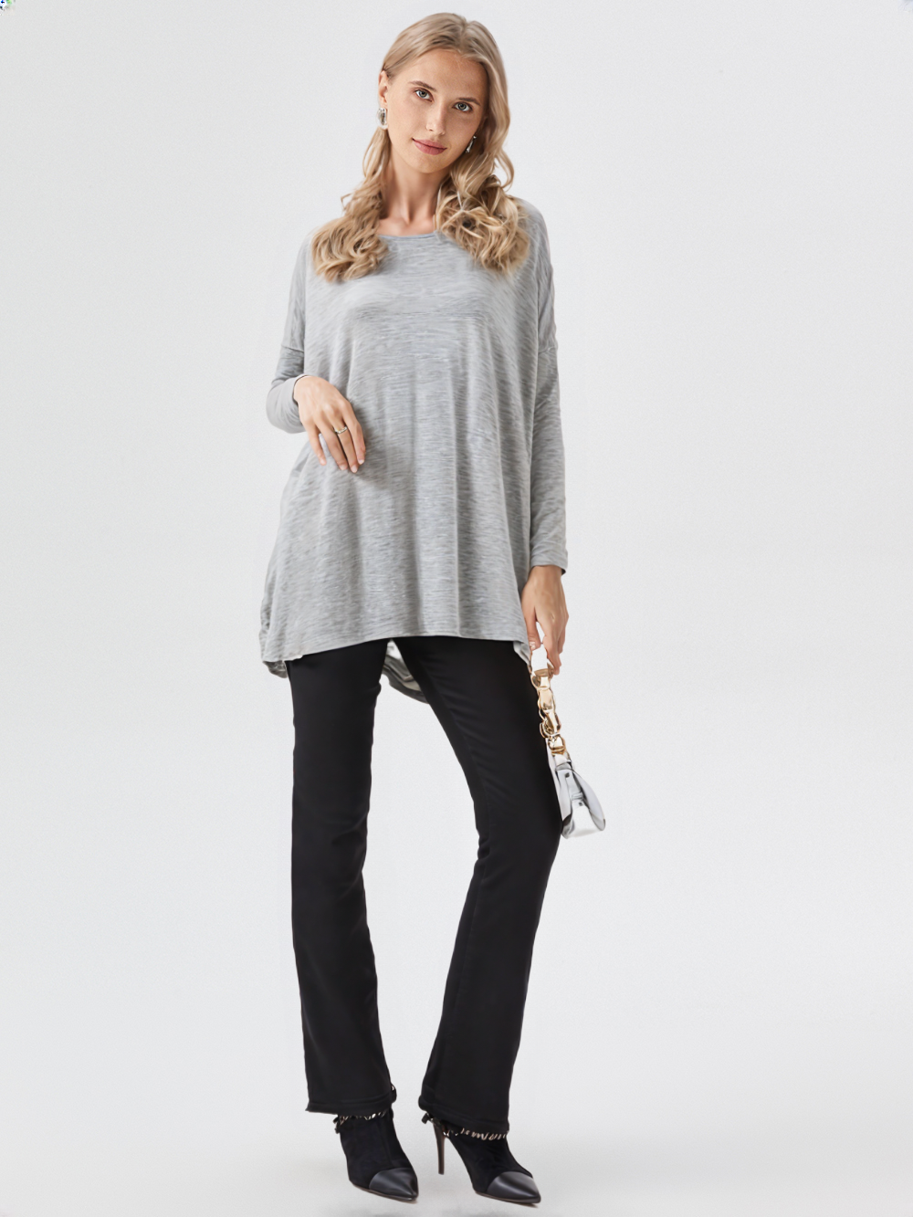 BOMBOM Round Neck Long Sleeve Oversized Top
