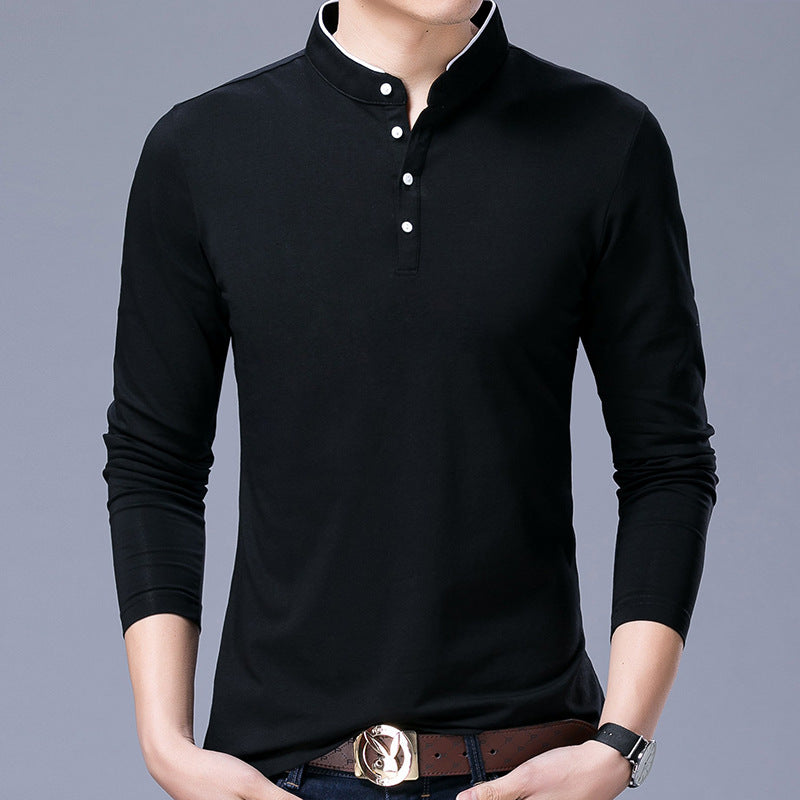 Men's Cotton Stand Collar T-Shirt