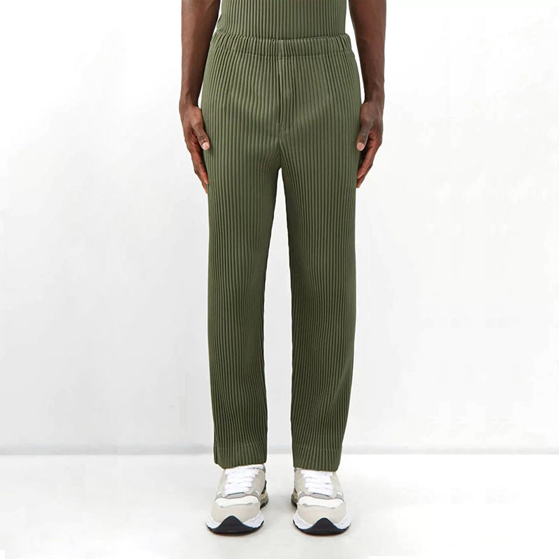 "Draped Wide Leg Casual Trousers