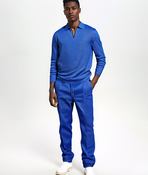 Lapel Long-Sleeve Zipper Suit