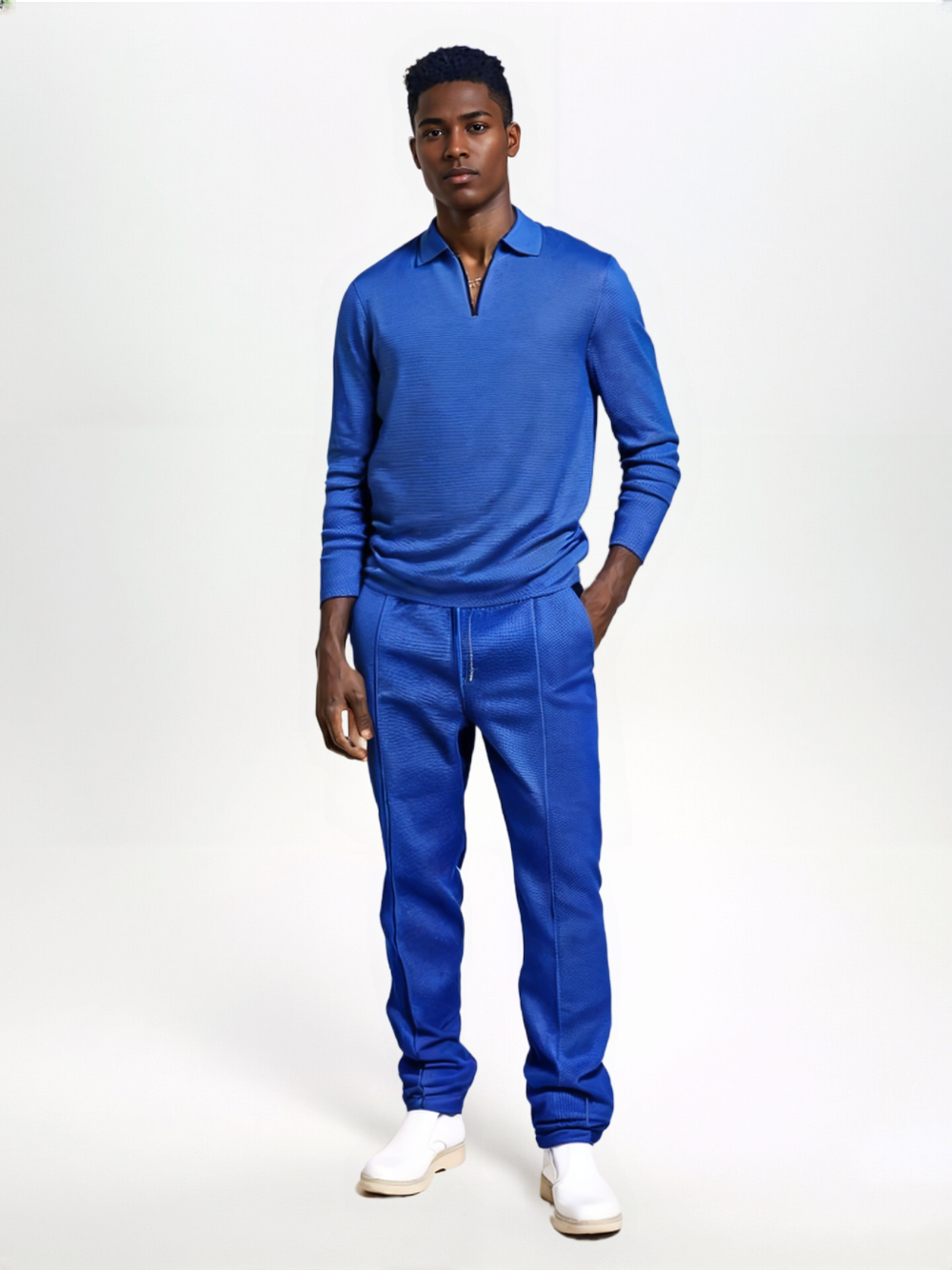 Lapel Long-Sleeve Zipper Suit