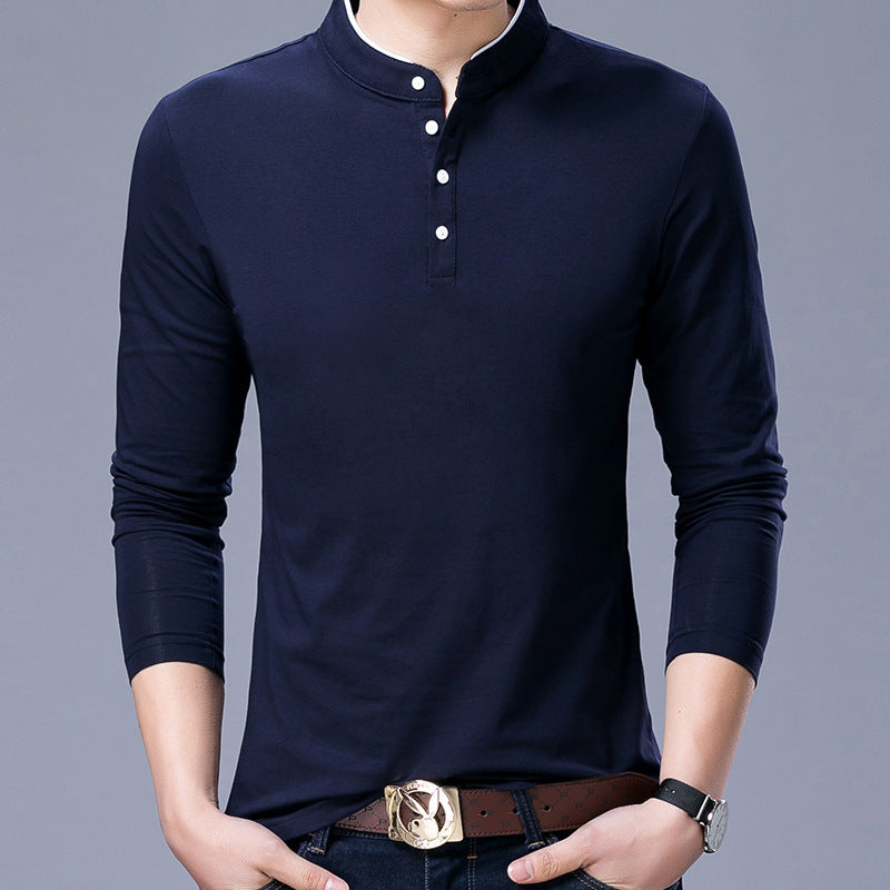 Men's Cotton Stand Collar T-Shirt