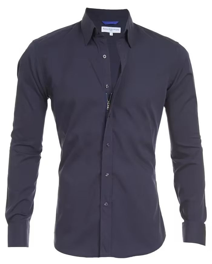 Men's Long Sleeve Zipper Lapel Shirt