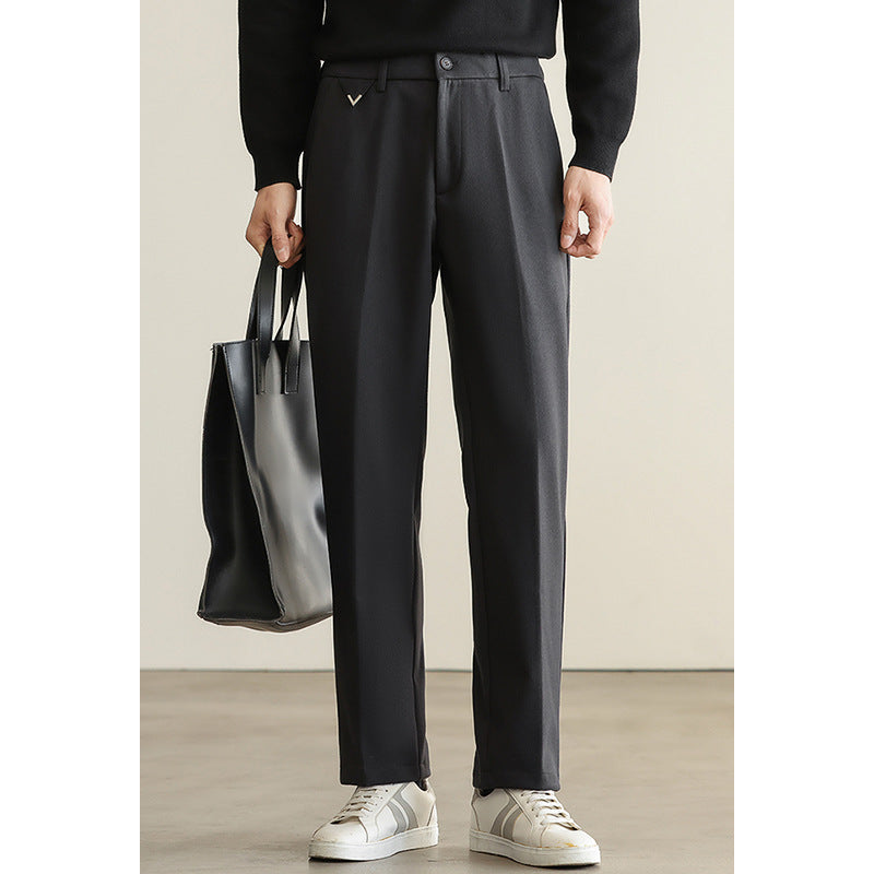 Textured Elastic Waist Suit Pants