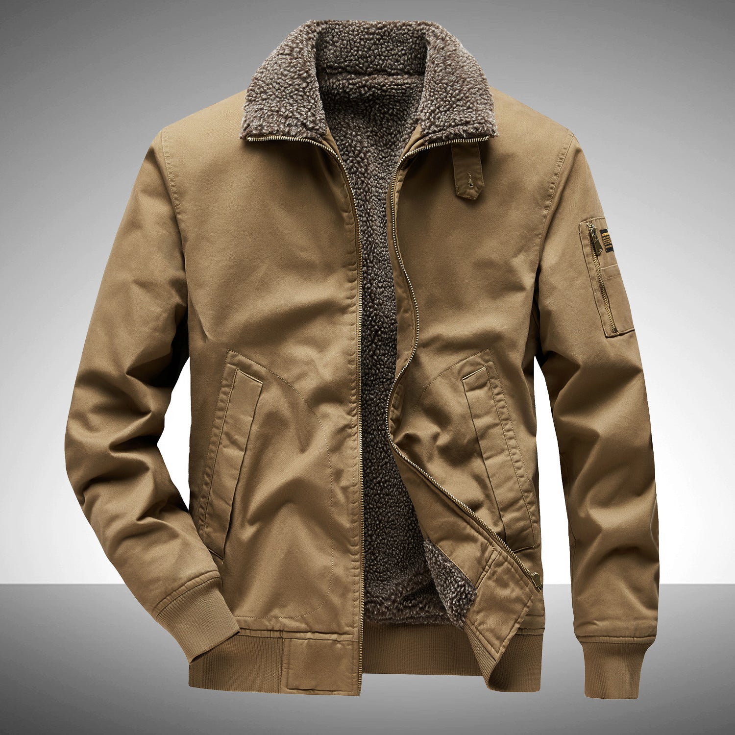 Men's Fleece-Lined Padded Jacket for Autumn and Winter