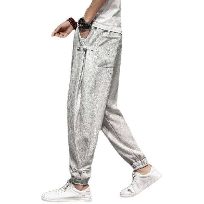 Men's Oversized Frog Button Wide Leg Pants