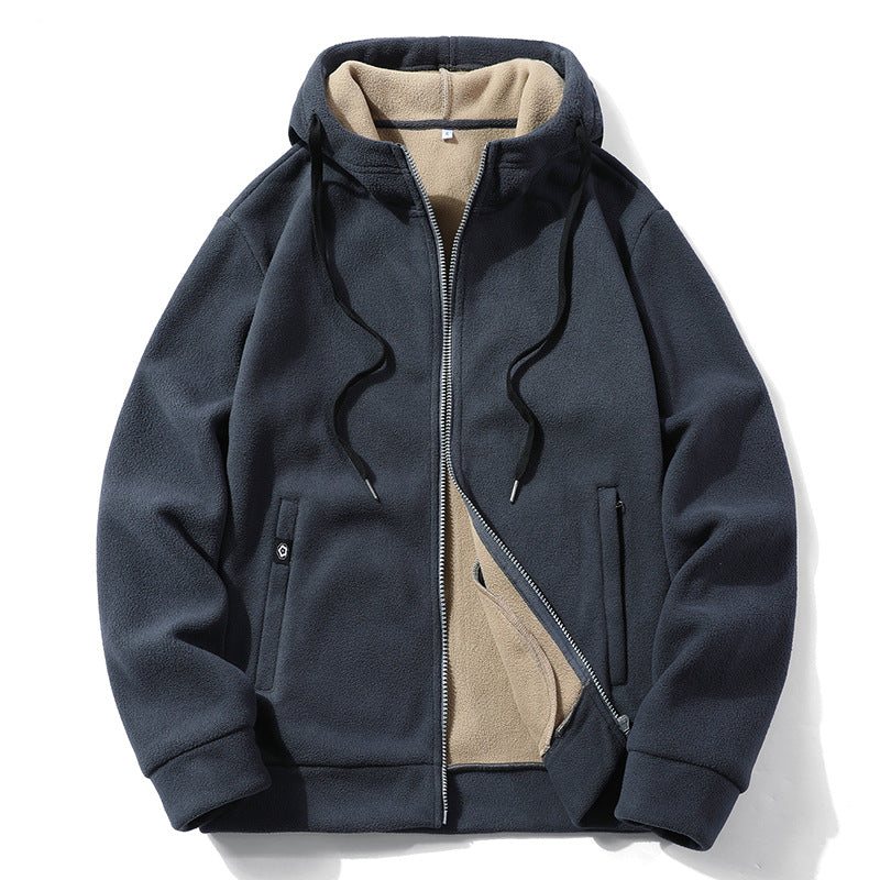 "Men's Hooded Polar Fleece Outdoor Jacket"