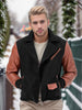 Men's Color Block Wool and PU Leather Jacket